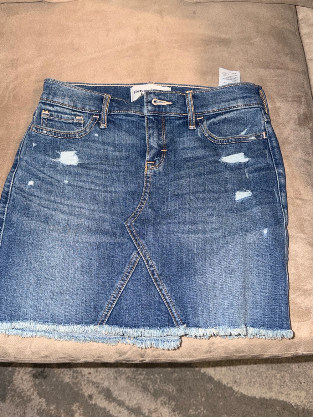 Abercrombie kids Distressed Blue Denim Skirt|Size 11/12